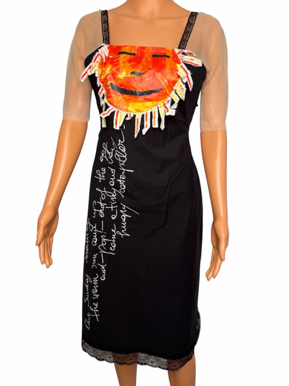 Otitude Y2K Hand-Painted Sun Face Storybook Dress Mesh Sleeve